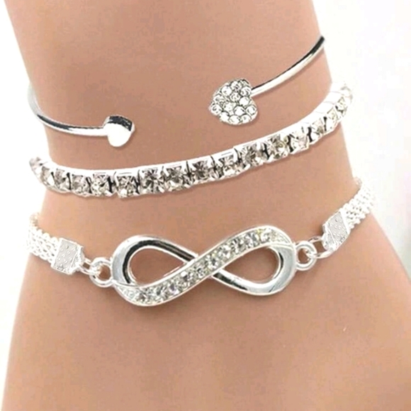 3pc Infinity Heart Bracelet Set - Picture 2 of 3